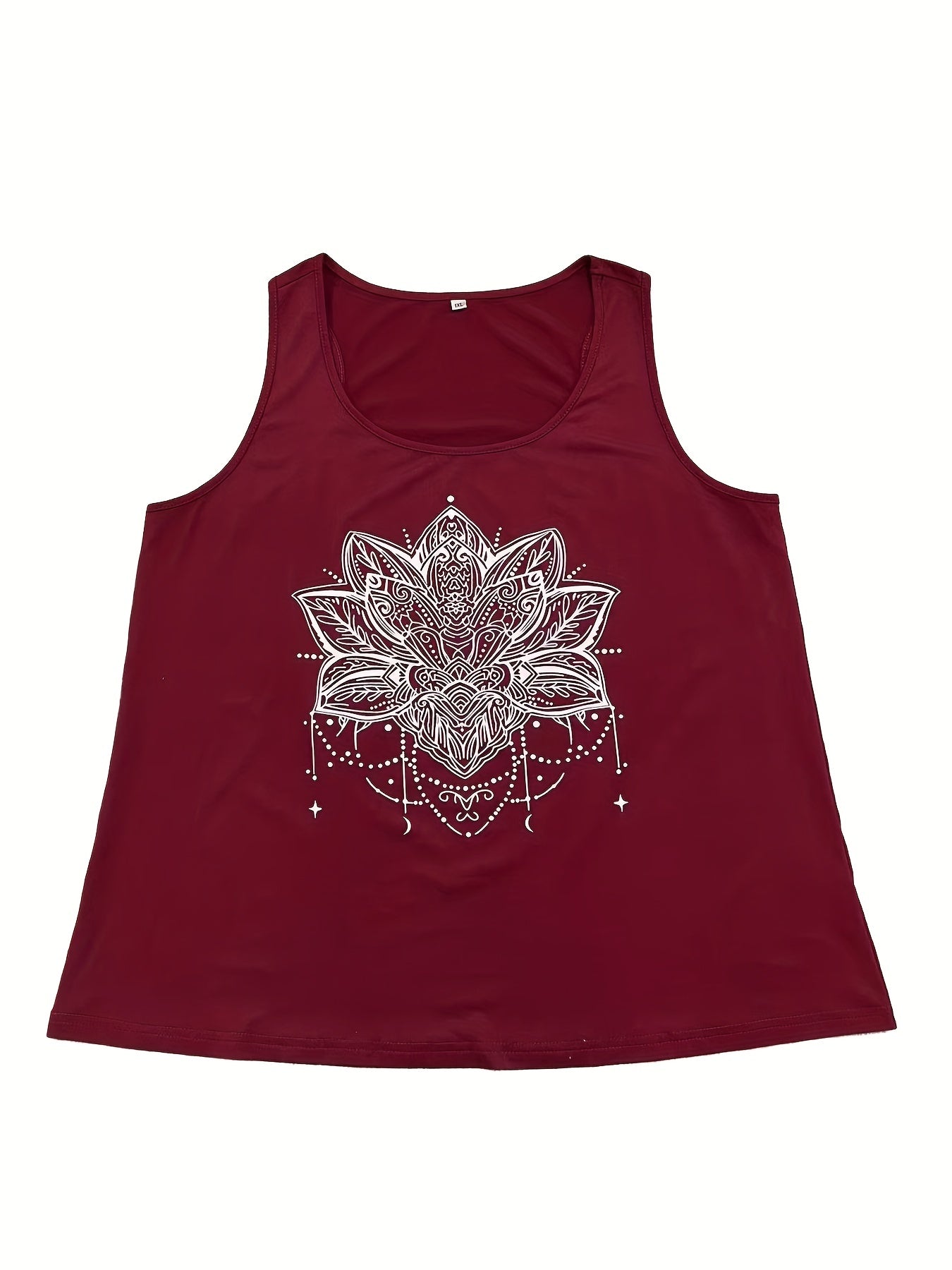 Floral Print Round Neck Stretch Tank Top