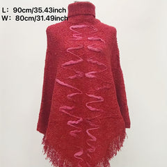 Vintage Tassel Shawl Thick Turtleneck Sweater Windproof Cape
