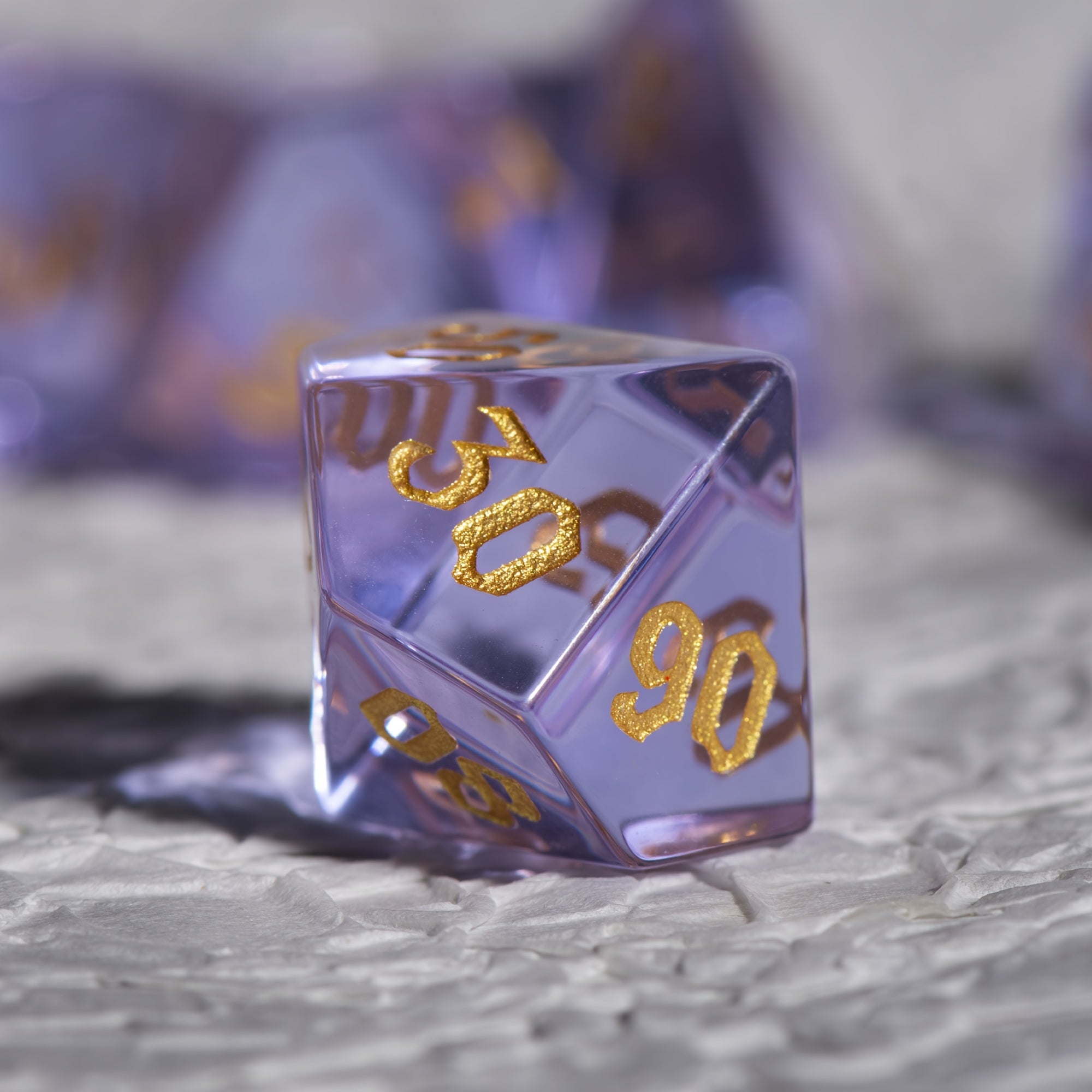 Purple Translucent Glass Gems Dice Set