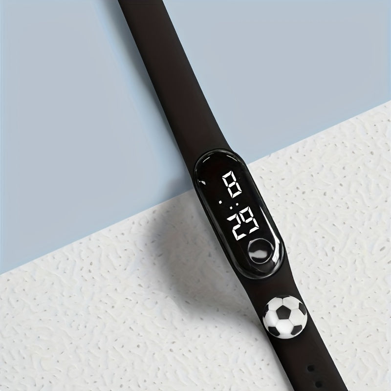 6pcs Football Digital Watch Set TPU Strap for Men and Women