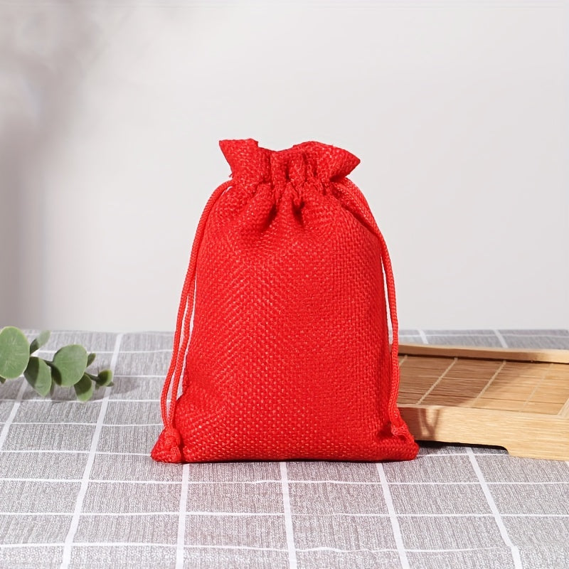 25 Coarse Linen Bags 10x14cm Drawstring Gift Bags