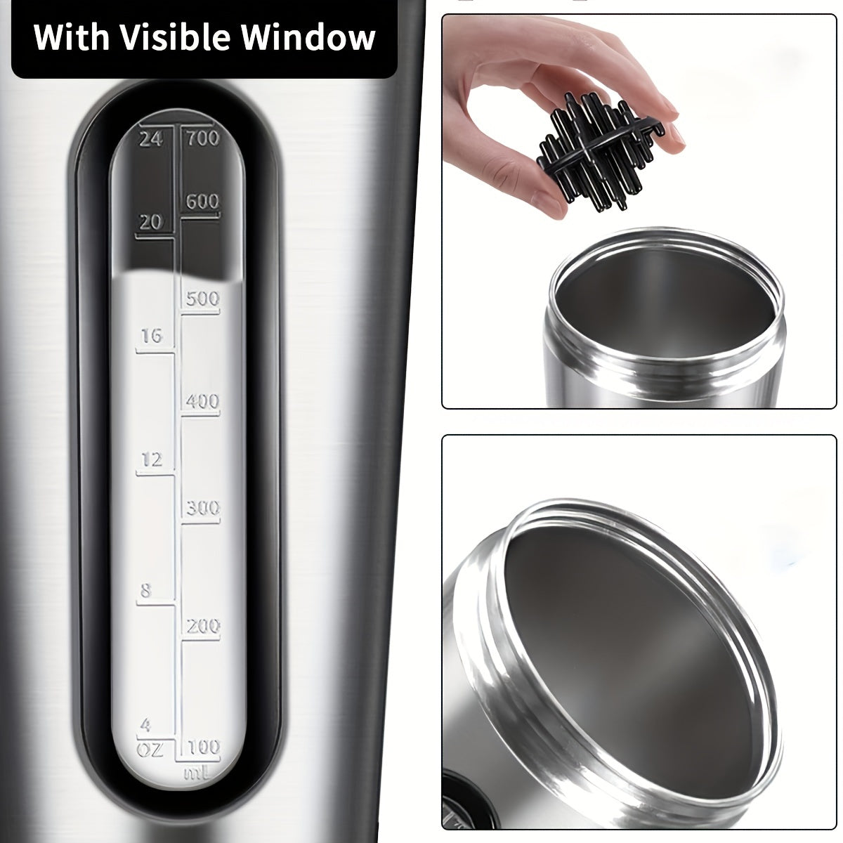 28oz Stainless Steel Protein Shaker Bottle with Shaker Ball