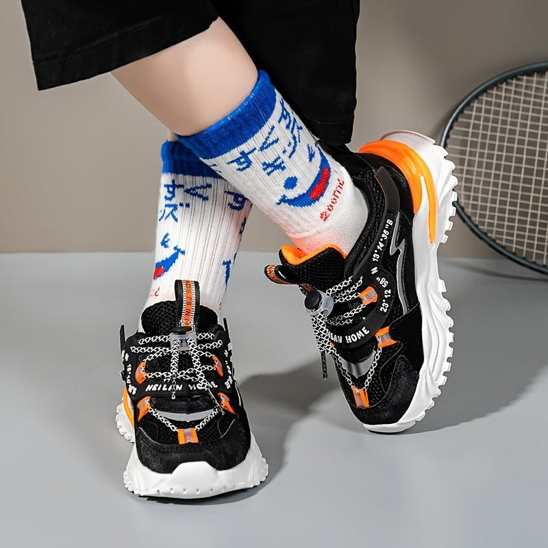 Boys Striped Mesh Sneakers with Platform