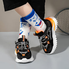 Boys Striped Mesh Sneakers with Platform