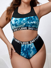 Sports Lingerie Set Colorblock Tie Dye Bra & Panty Set