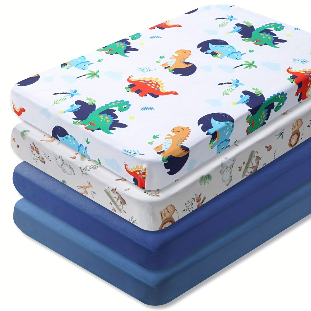 BEEWEED 4-Piece Microfiber Crib Sheets for Boys and Girls