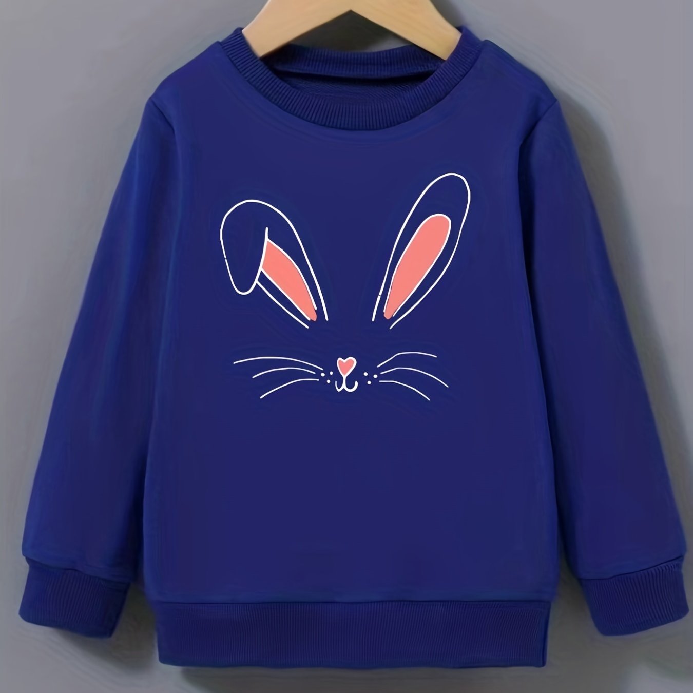Bunny Ears Pattern Sweatshirt For Girls Round Neck Top Pullovers