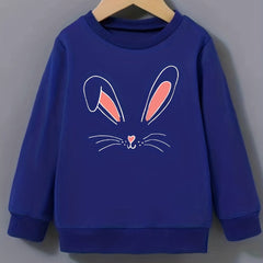 Bunny Ears Pattern Sweatshirt For Girls Round Neck Top Pullovers
