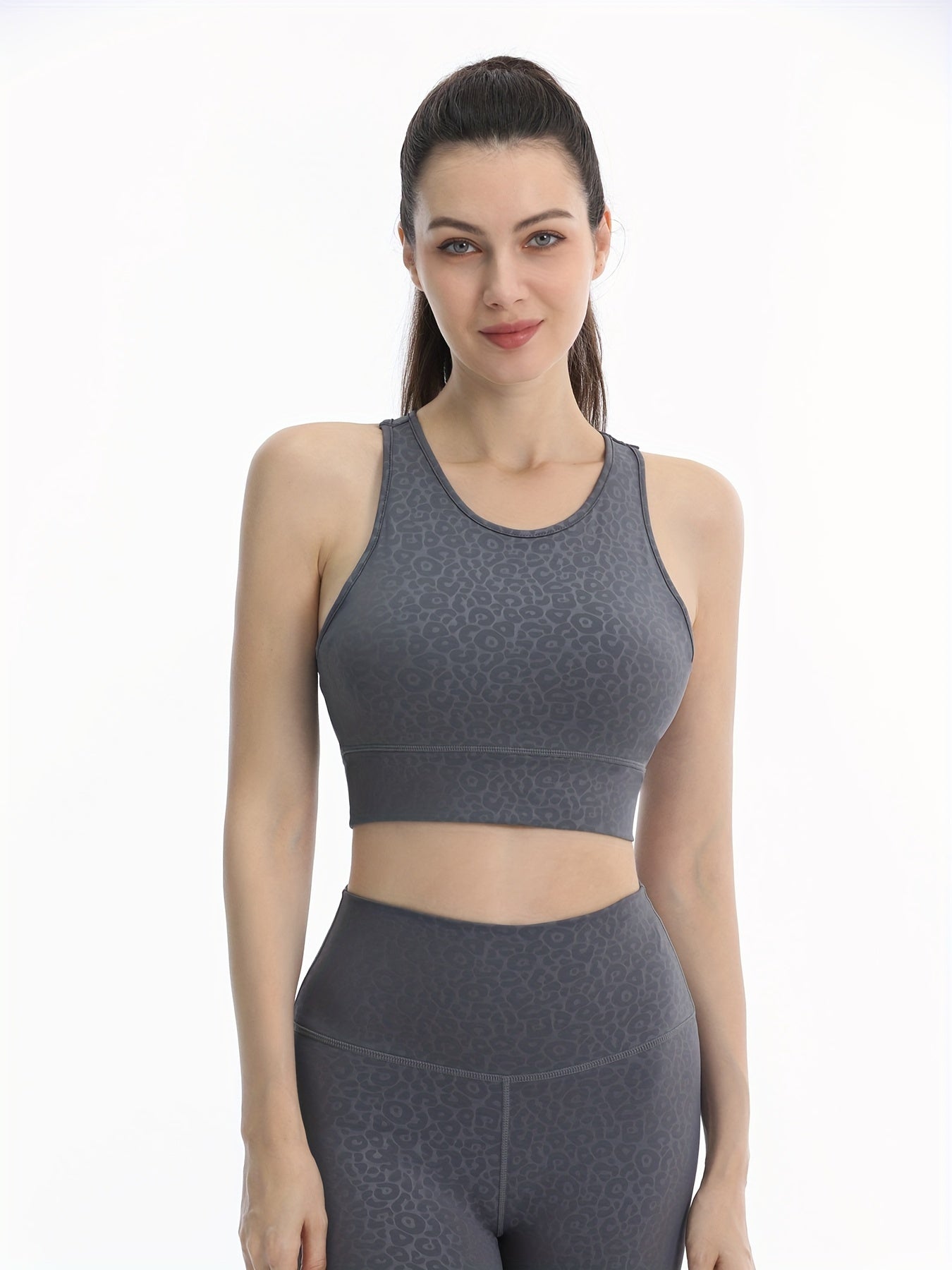 Leopard Print Shockproof Sports Bra for Women