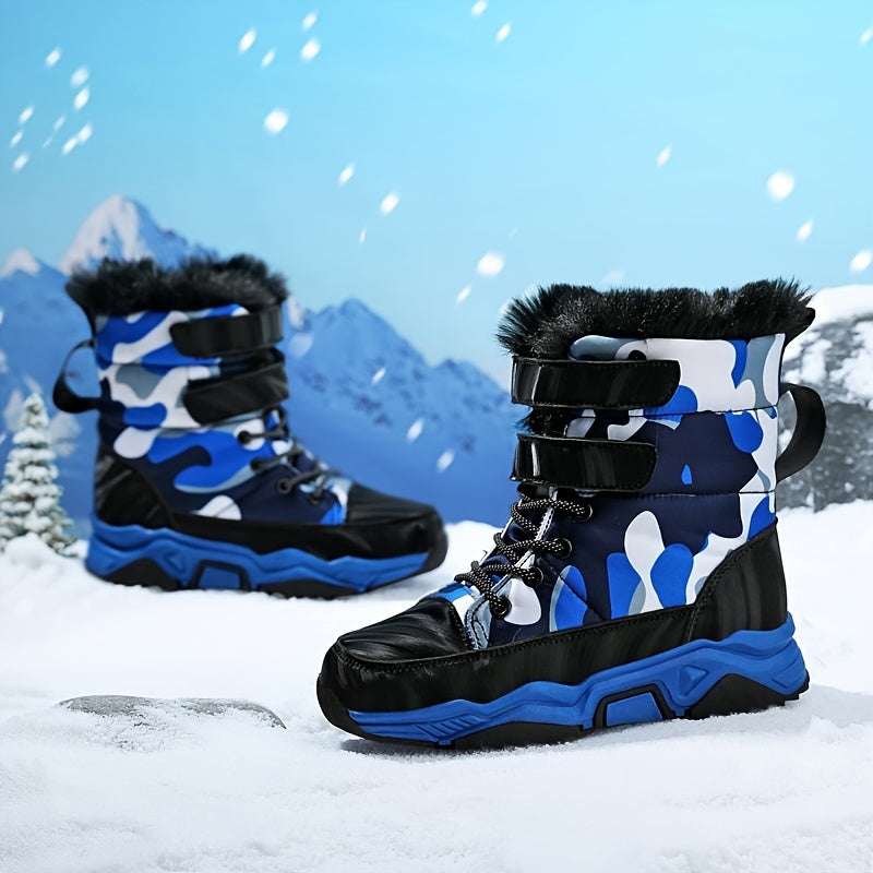 Boy's High Top Snow Boots Warm Fleece Cozy Ankle Boots