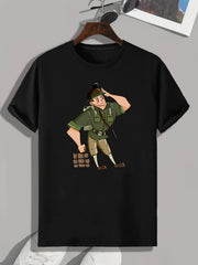 Soldier Print Men's Graphic T-shirt for Summer