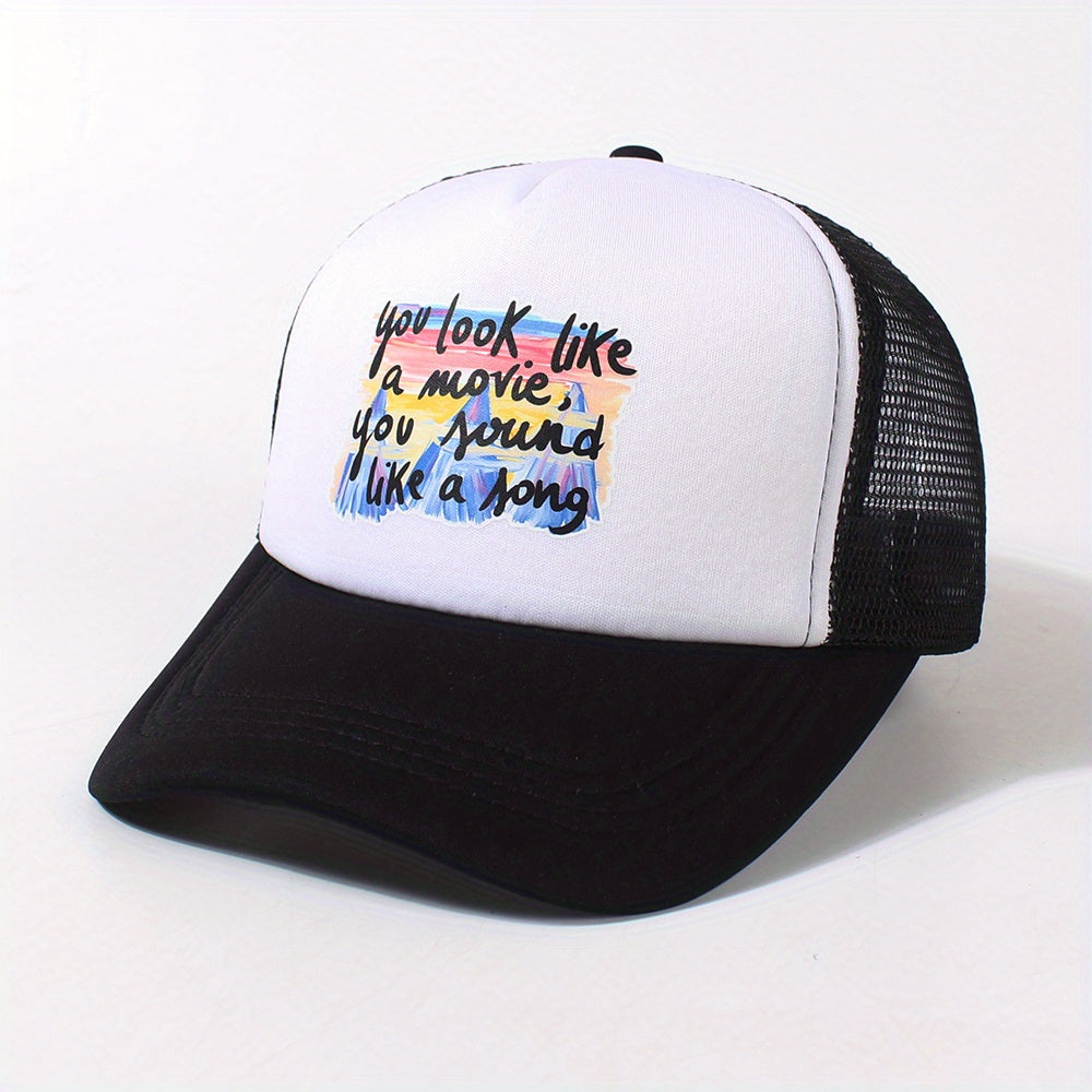 Colorful Letter Print Trucker Hat Mesh Baseball Cap Adjustable Dad Hats