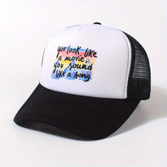 Colorful Letter Print Trucker Hat Mesh Baseball Cap Adjustable Dad Hats
