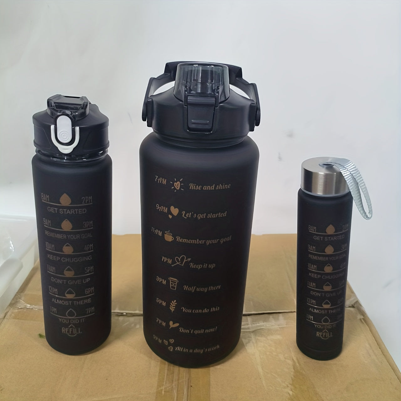 Gradient Leakproof Straw Water Bottle with Time Scale for Outdoor Sports