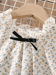 Girls 2pcs Floral Bow Knot Blouse & Cami Top Set Outfit