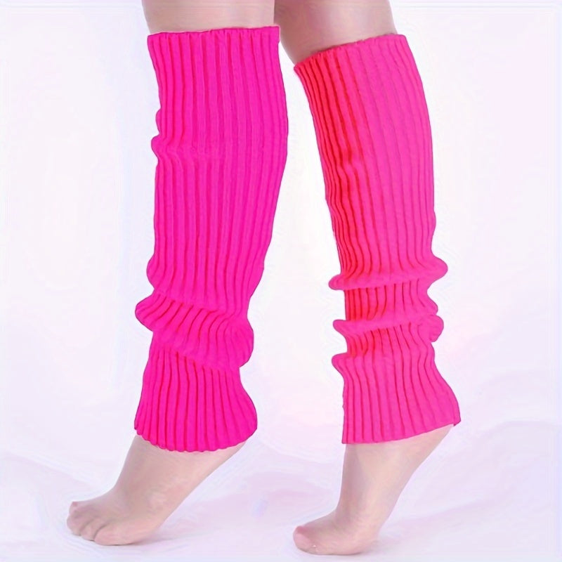 2 Pairs Knit Leg Warmers Knee High Socks Women's Stockings & Hosiery