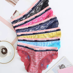 6pcs Sports Letter Tape Lach Trim Mixed Briefs Panties Pack For Women