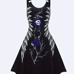 Skull Print Backless Dress Casual Sleeveless Women's Clothing