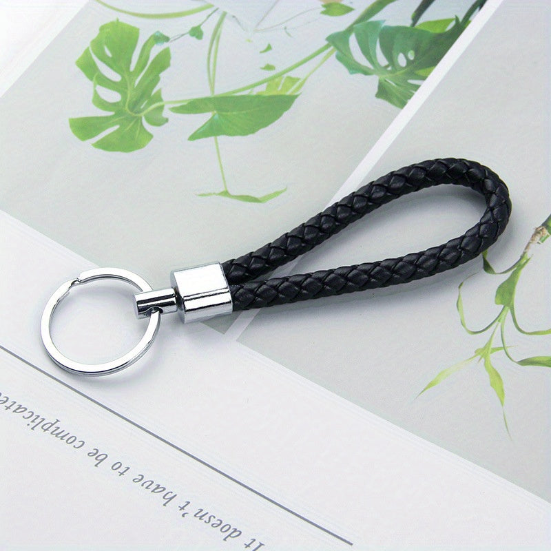 Men's Rotatable Woven Leather Horseshoe Buckle Keychain