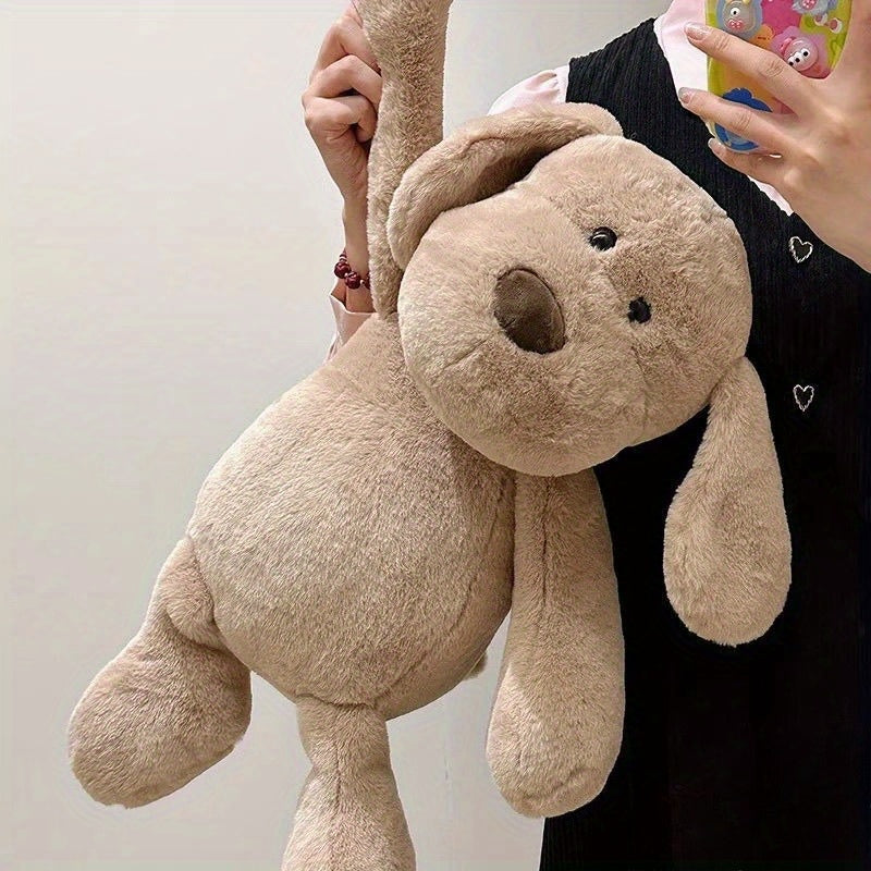 Soft Beige Puppy Plush Stuffed Animal with Expressive Eyes & Fluffy Ears