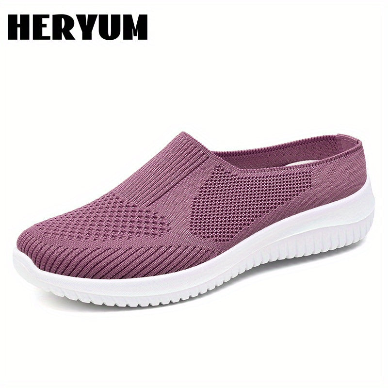 Breathable Knit Mule Sneakers for Women Lightweight Slip On Shoes