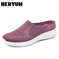 Breathable Knit Mule Sneakers for Women Lightweight Slip On Shoes
