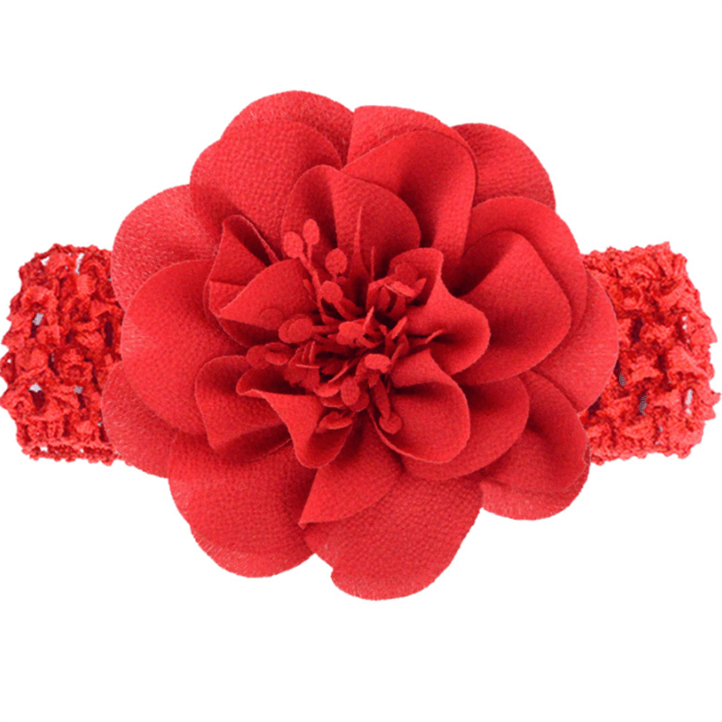 Chiffon Flower Knit Headband for Baby Girls