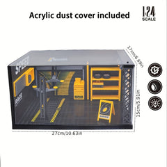 1 24 Car Model Scene Maintenance Workshop Display Box With Sound And Light