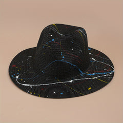 Colorful Graffiti Jazz Hat Large Brim Hip Hop Style Top Hat