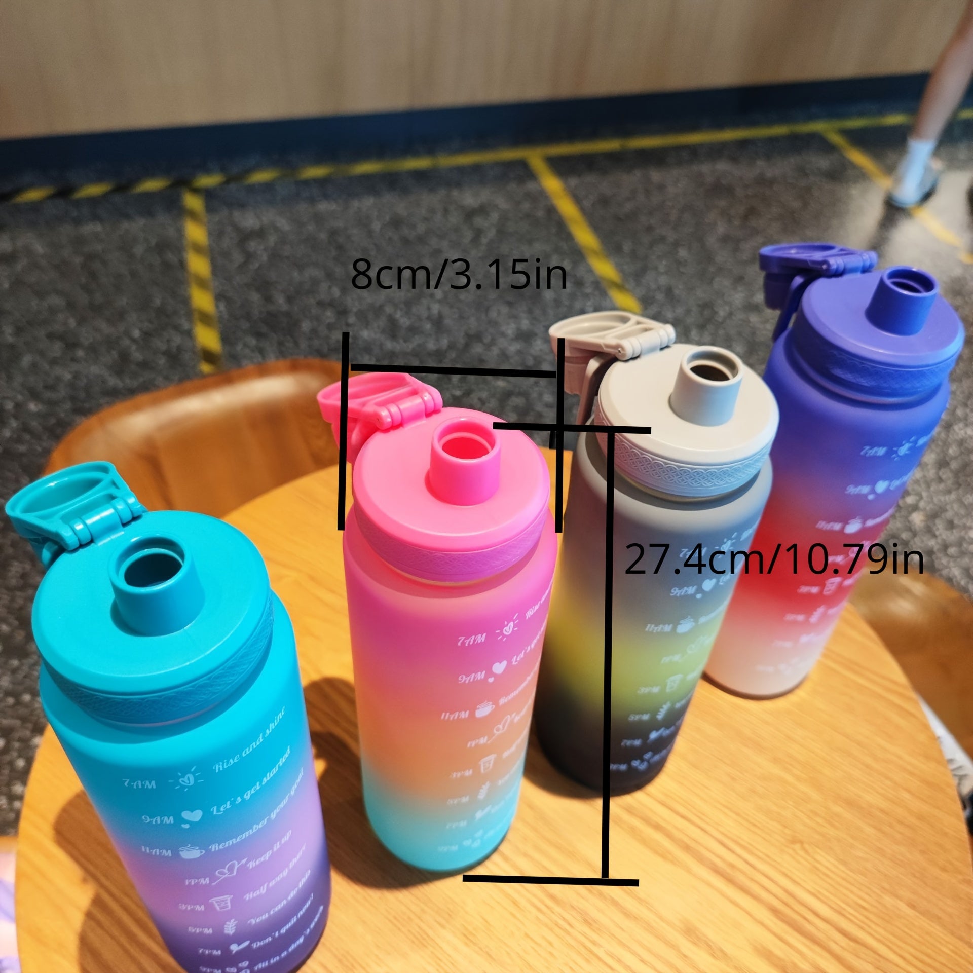 Gradient Matte Plastic Water Cup Sports Bottle 1000ml