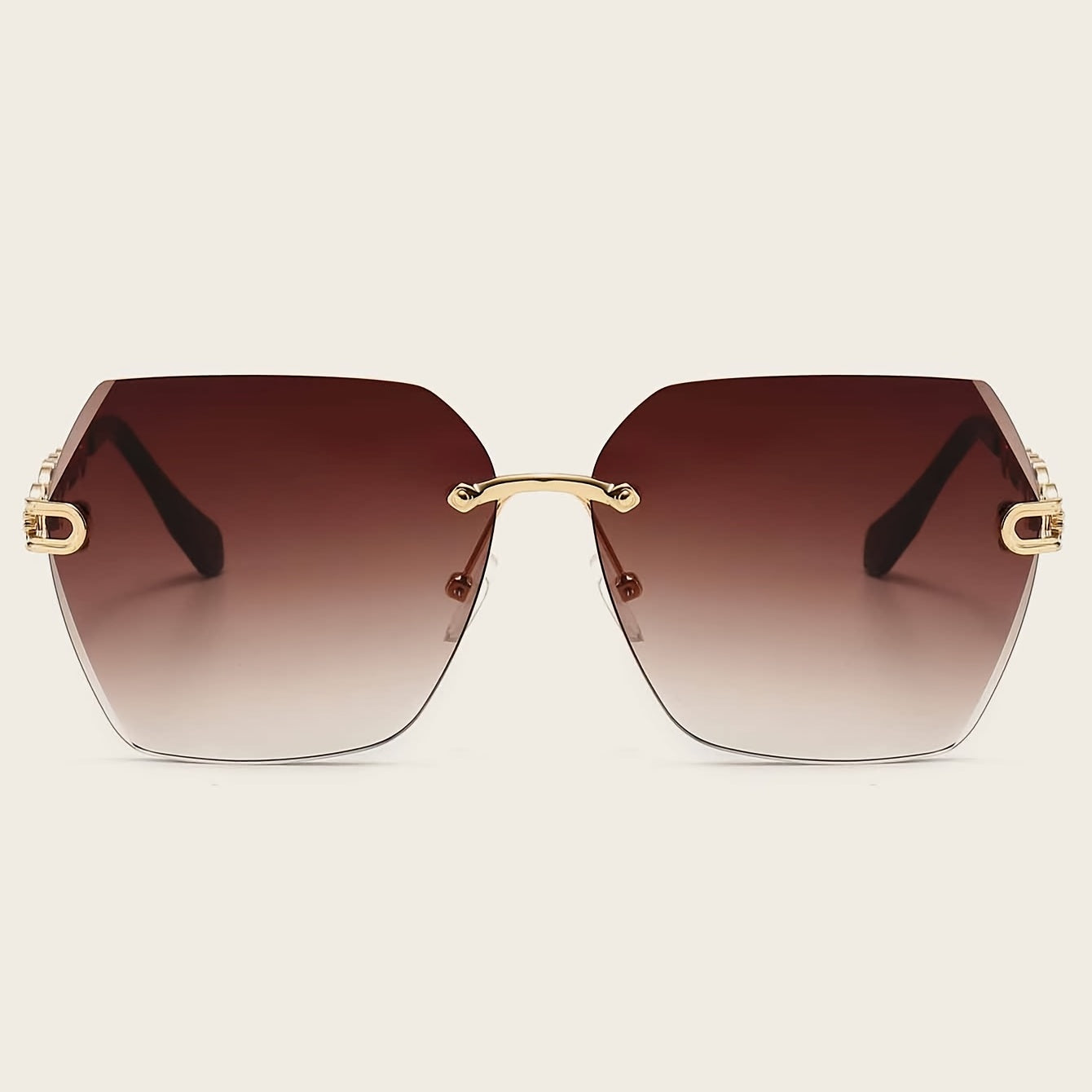 Flower Rimless Sunglasses Retro Chain Vintage UV400 Sun Shades