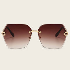 Flower Rimless Sunglasses Retro Chain Vintage UV400 Sun Shades