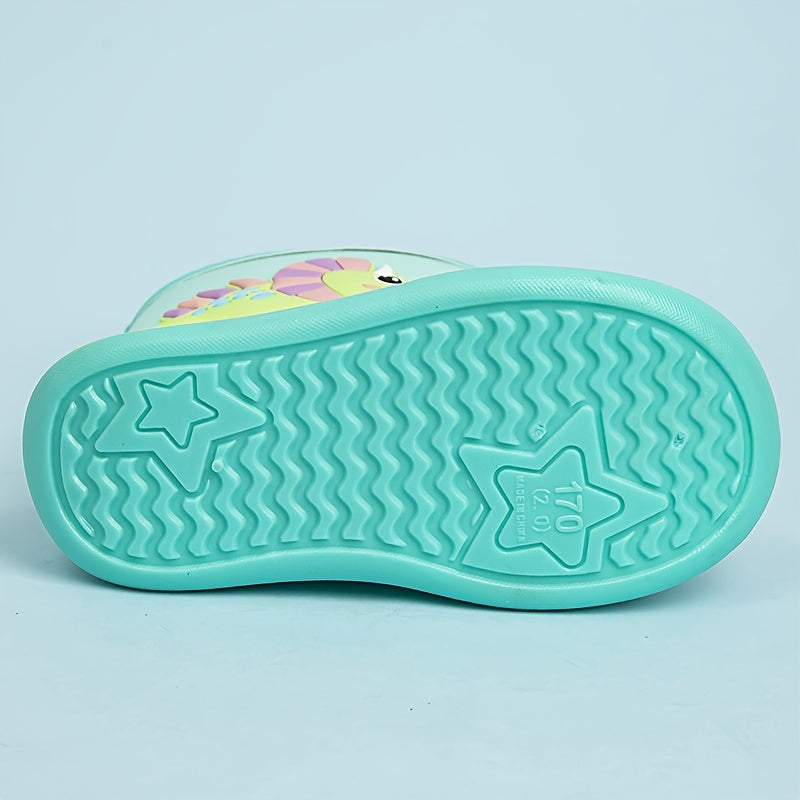 Baby Girls Cartoon Slip On Rain Boots Waterproof Non Slip Outdoor Travel