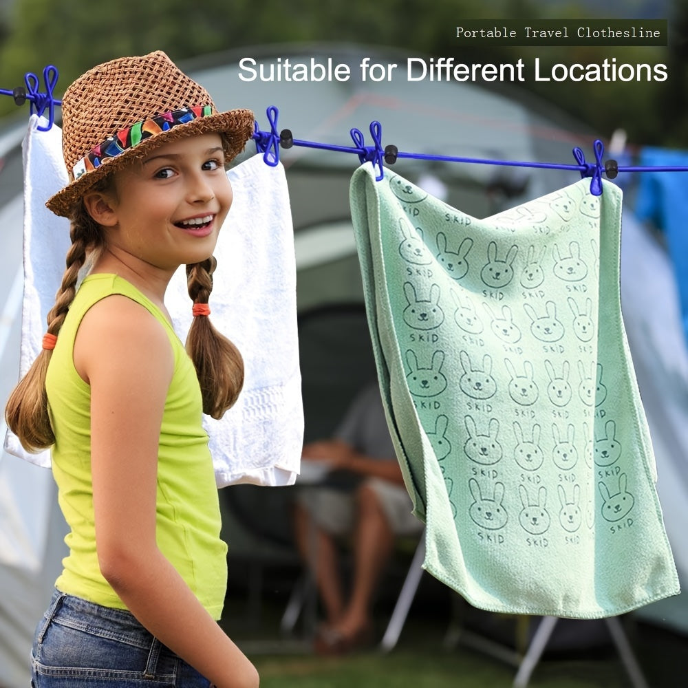 Adjustable Portable Travel Clothesline with 12 Clips