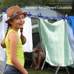 Adjustable Portable Travel Clothesline with 12 Clips