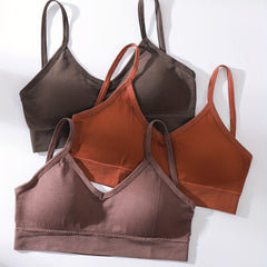 Solid Ribbed Cami Tops V Neck Sports Crop Top Women's Lingerie & Underwear