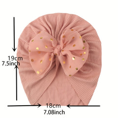 Polka Dot Print Turban Headwarp Bow Knotted Hat for Newborn Infant