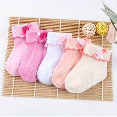 3pairs Bow Decor Non slip Knit Socks Soft Comfortable Breathable Socks