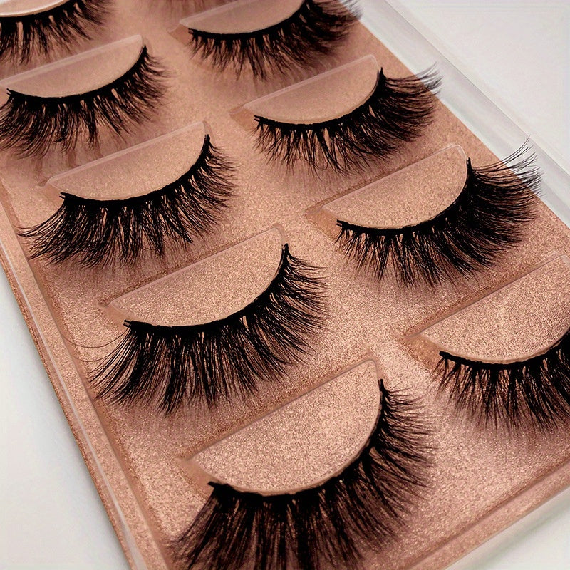 5 Pairs Fluffy 3D Mink Lashes - Natural & Reusable - Perfect Gift for Her