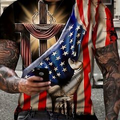 Patriotic 3D Graphic Print Men's T Shirt Short Sleeve