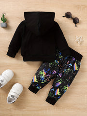 2pcs Baby Girls Hoodie Sweatshirt & Floral Pants Set Kids Clothes