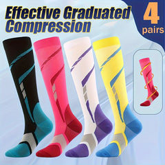 4pairs Copper Compression Knee High Athletic Socks
