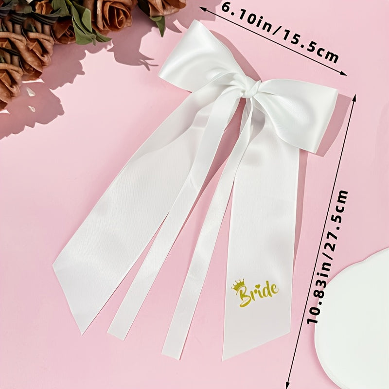 Pink Bridal Bow Hair Clip Ribbon Bride Hair Accessory