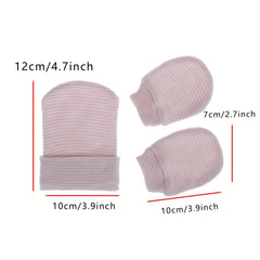 Newborn Striped Hat Gloves Set