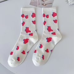 Heart & Leopard Print Socks Women's Mid Tube Stockings