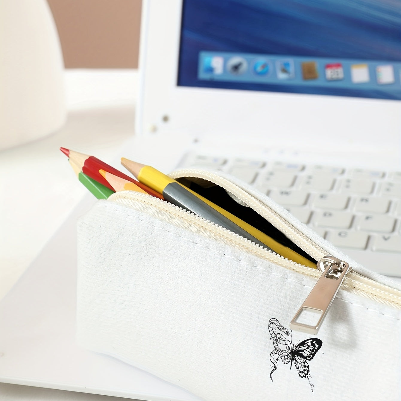 Large Capacity Pencil Case Zippered Pen School Supplies Storage Bag