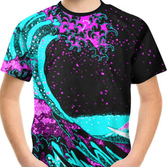 Boys Cyberpunk Wave Cartoon T-shirt Short Sleeve Top