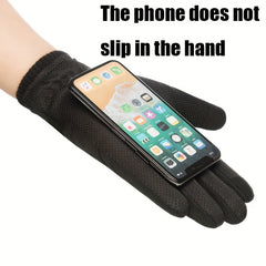 Winter Thickened Windproof Warm Gloves Long Plus Velvet Touchscreen