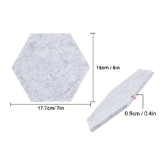 6pcs Hexagon Felt Bulletin Board Self Adhesive Wall Tiles with Push Pins