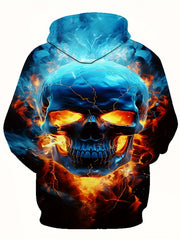Y2K Skull 3D Print Hoodies Loose Hooded Pullover Men's Winter Clothing